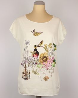 T-Shirt - Vintage Flakon Vögel Blumen