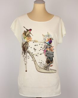 T-Shirt - Vintage Schuh Kolibri Blumen