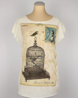 T-Shirt - Vintage Vogelkäfig Briefmarke